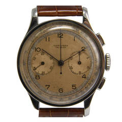 Longines Stainless Steel Chronograph Wristwatch circa 1950s
