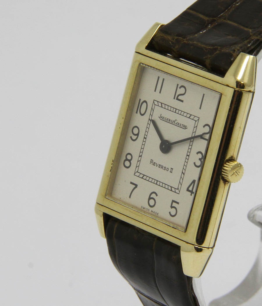 Jaeger-LeCoultre Yellow Gold Reverso II Wristwatch Ref 185403 circa 1988 In Good Condition For Sale In Munich, Bavaria