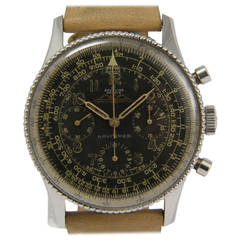 Retro Breitling Stainless Steel AOPA Navitimer Chronograph Wristwatch circa 1960s