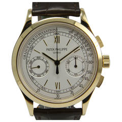 Patek Philippe Yellow Gold Chronograph Wristwatch with Pusations Ref 5170J