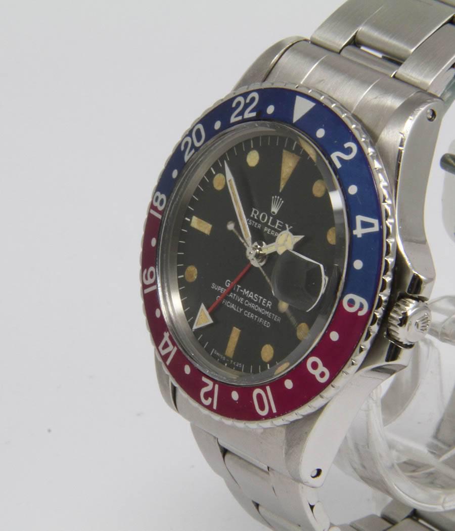 Rolex GMT Ref. 1675 Steel Wrist Watch In Excellent Condition For Sale In Munich, Bavaria