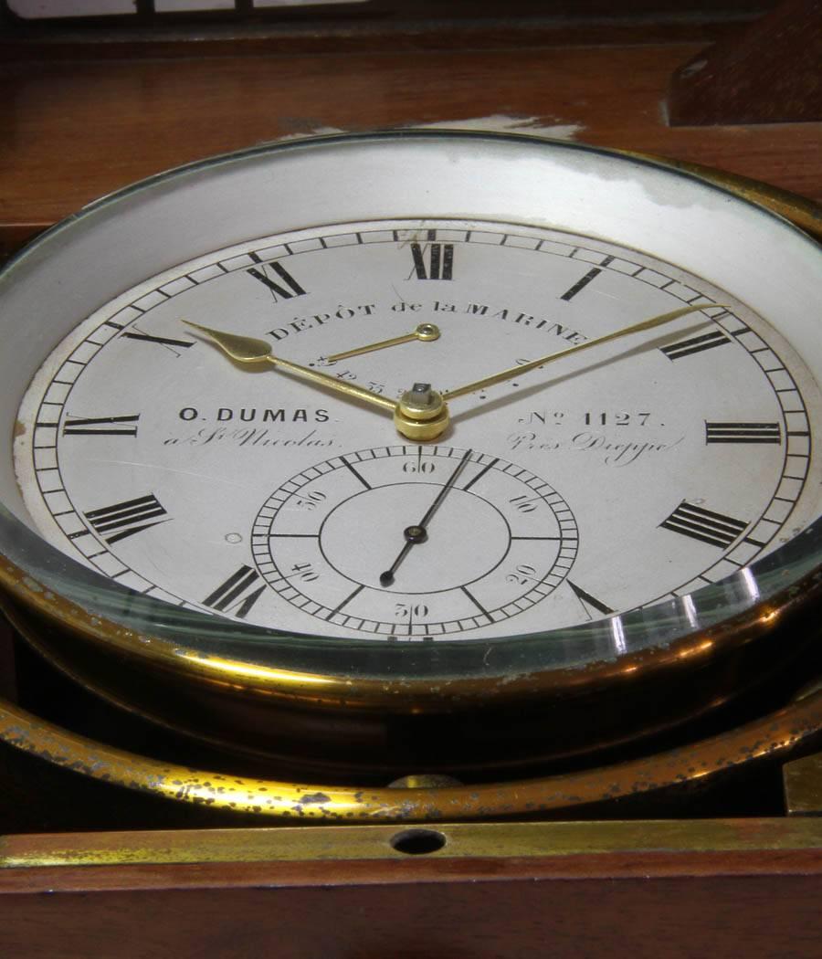 Women's or Men's O. Dumas deck glazed wood chronometer  For Sale