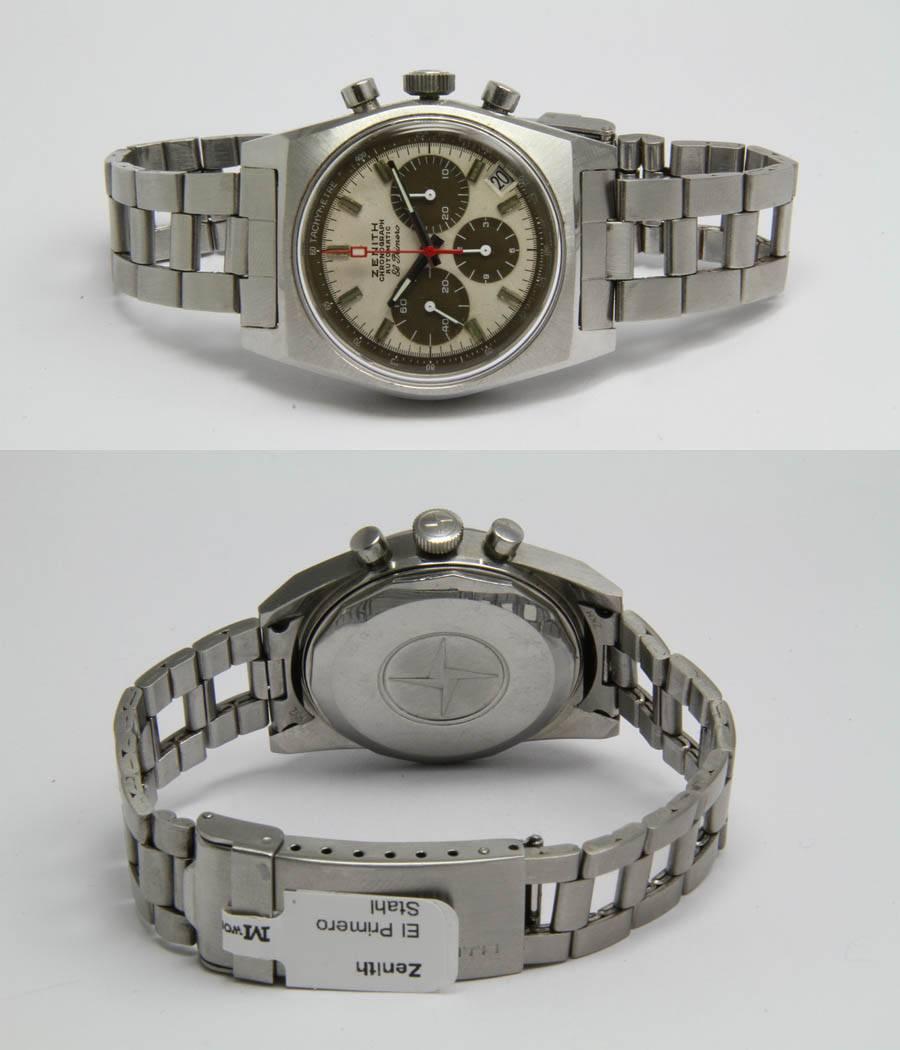 Women's or Men's Zenith Stainless Steel El Primero Chronograph Automatic Wristwatch Ref A385 For Sale