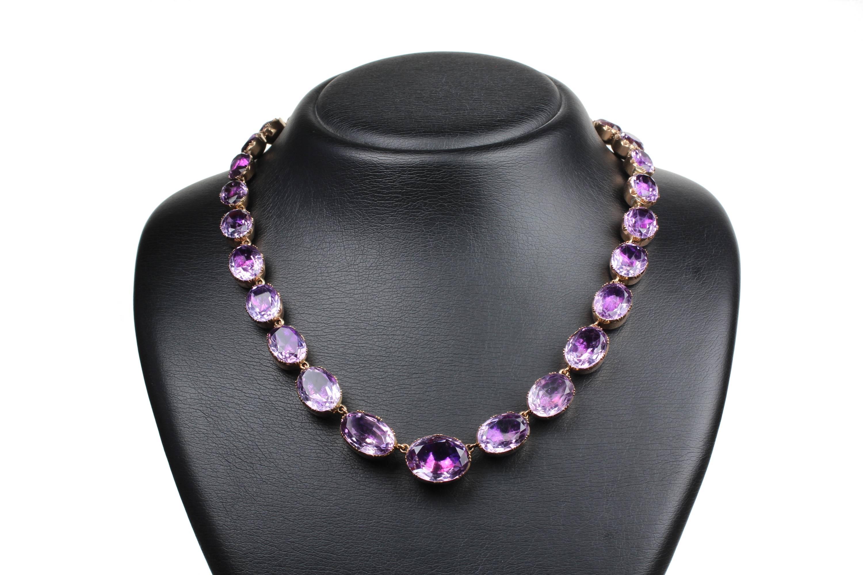 Georgian Amethyst Gold Riviere Necklace In Excellent Condition For Sale In London, GB