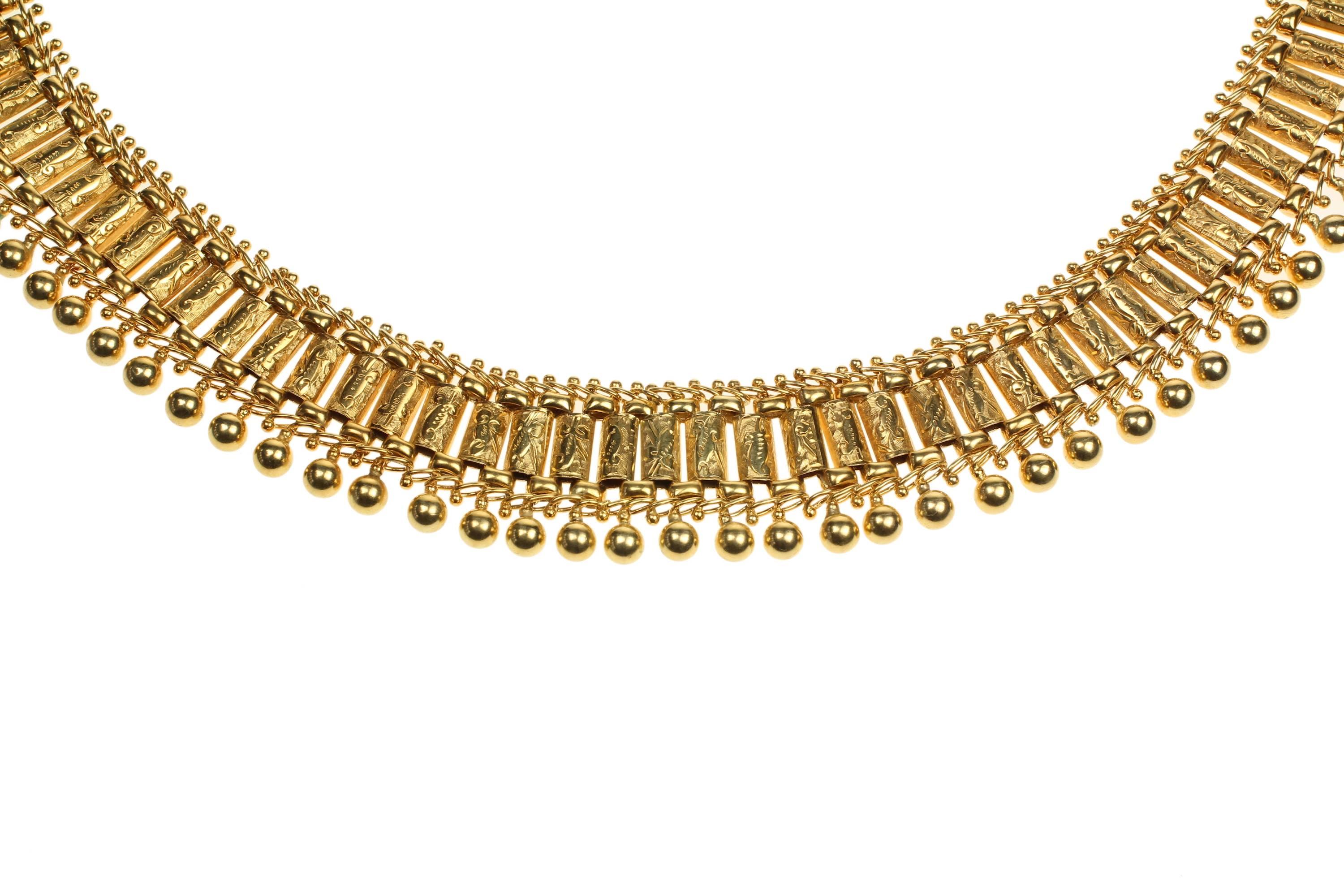 Silver Gilt Etruscan Style Collar Choker Necklace In Excellent Condition For Sale In London, GB