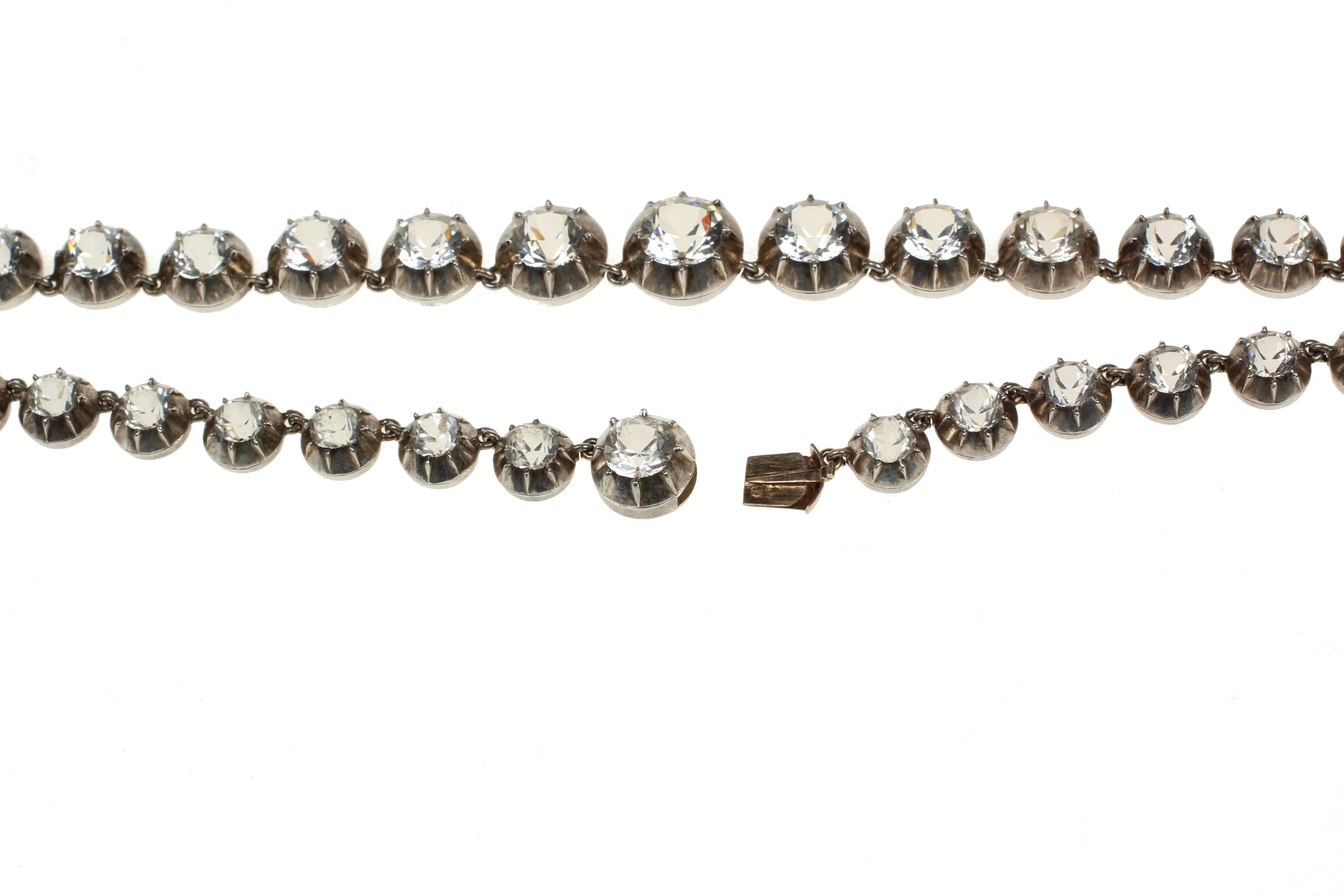 Women's Silver Open Set Georgian Paste Riviere Necklace For Sale