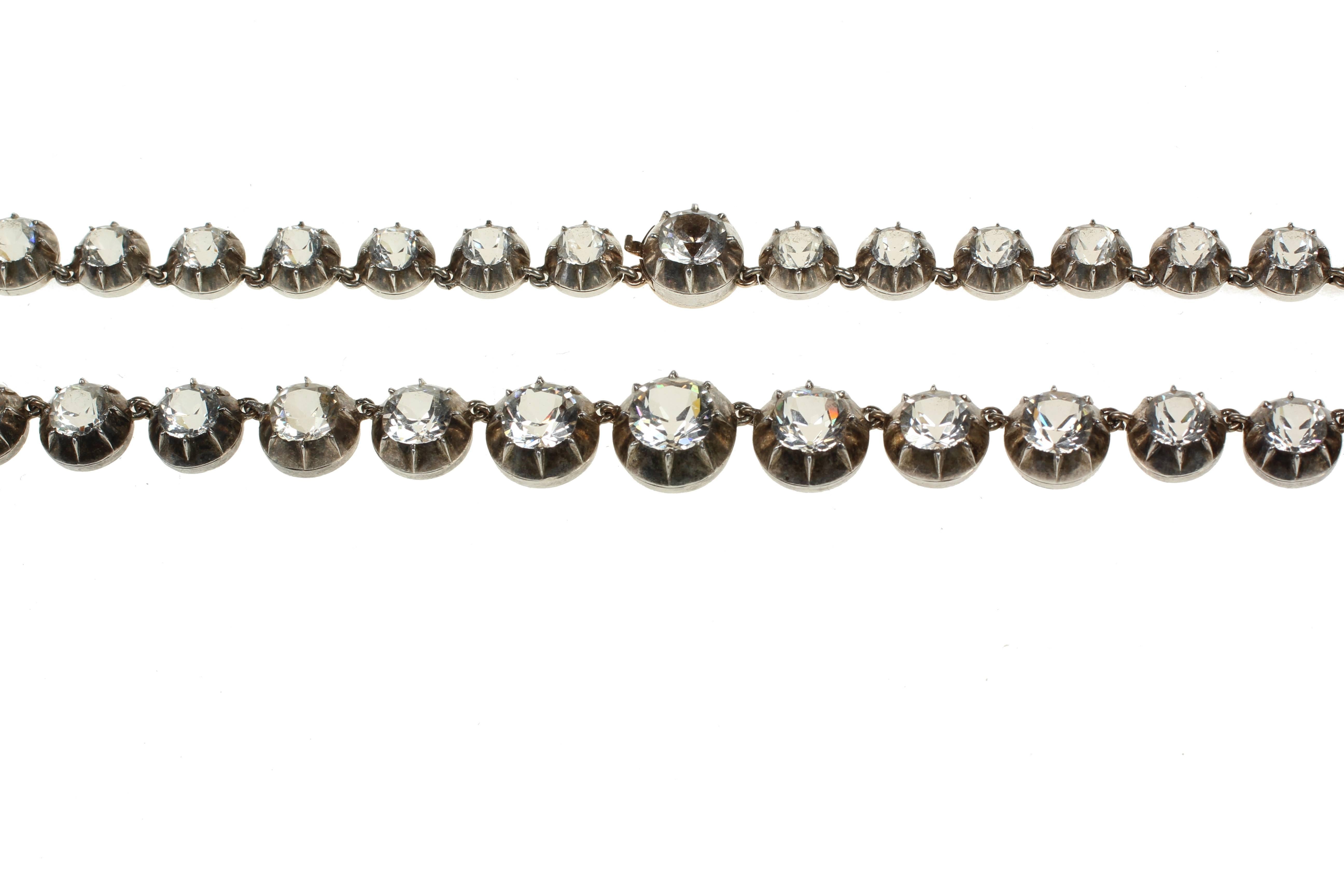 Silver Open Set Georgian Paste Riviere Necklace For Sale 1