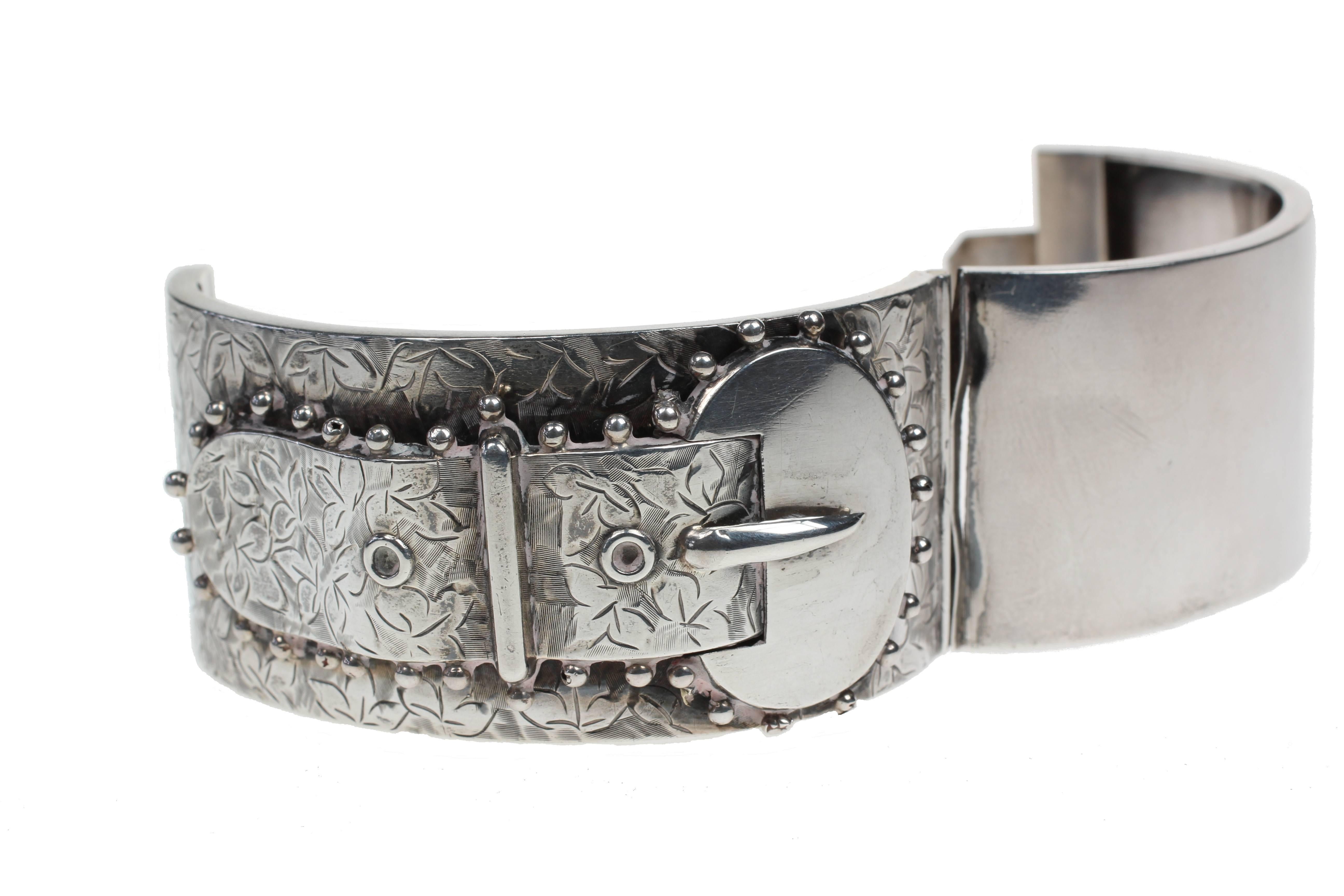 Women's Sterling Silver Buckle Bangle For Sale