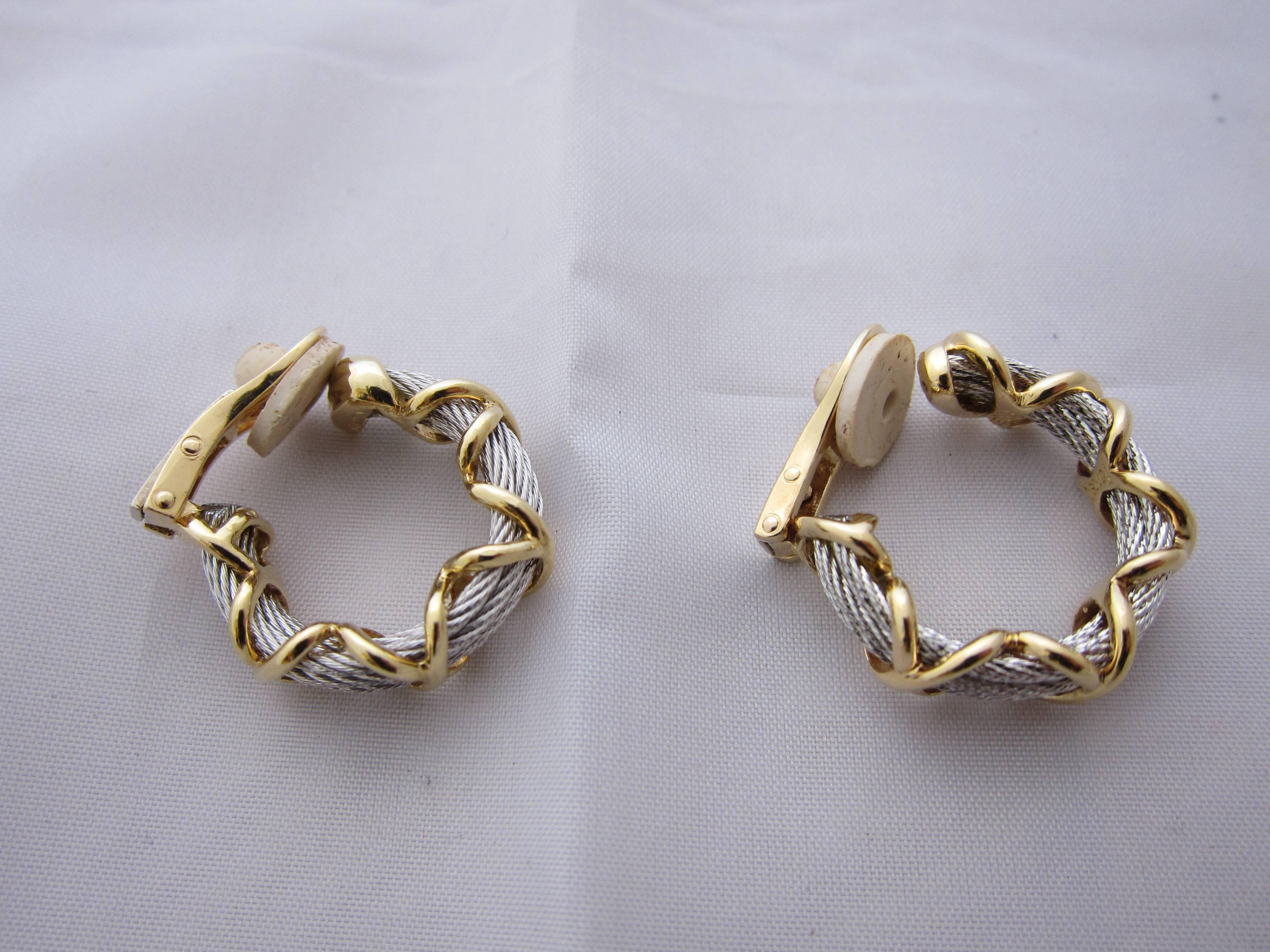 Fred Force 10 Steel and Gold Earrings In Good Condition In Paris, FR