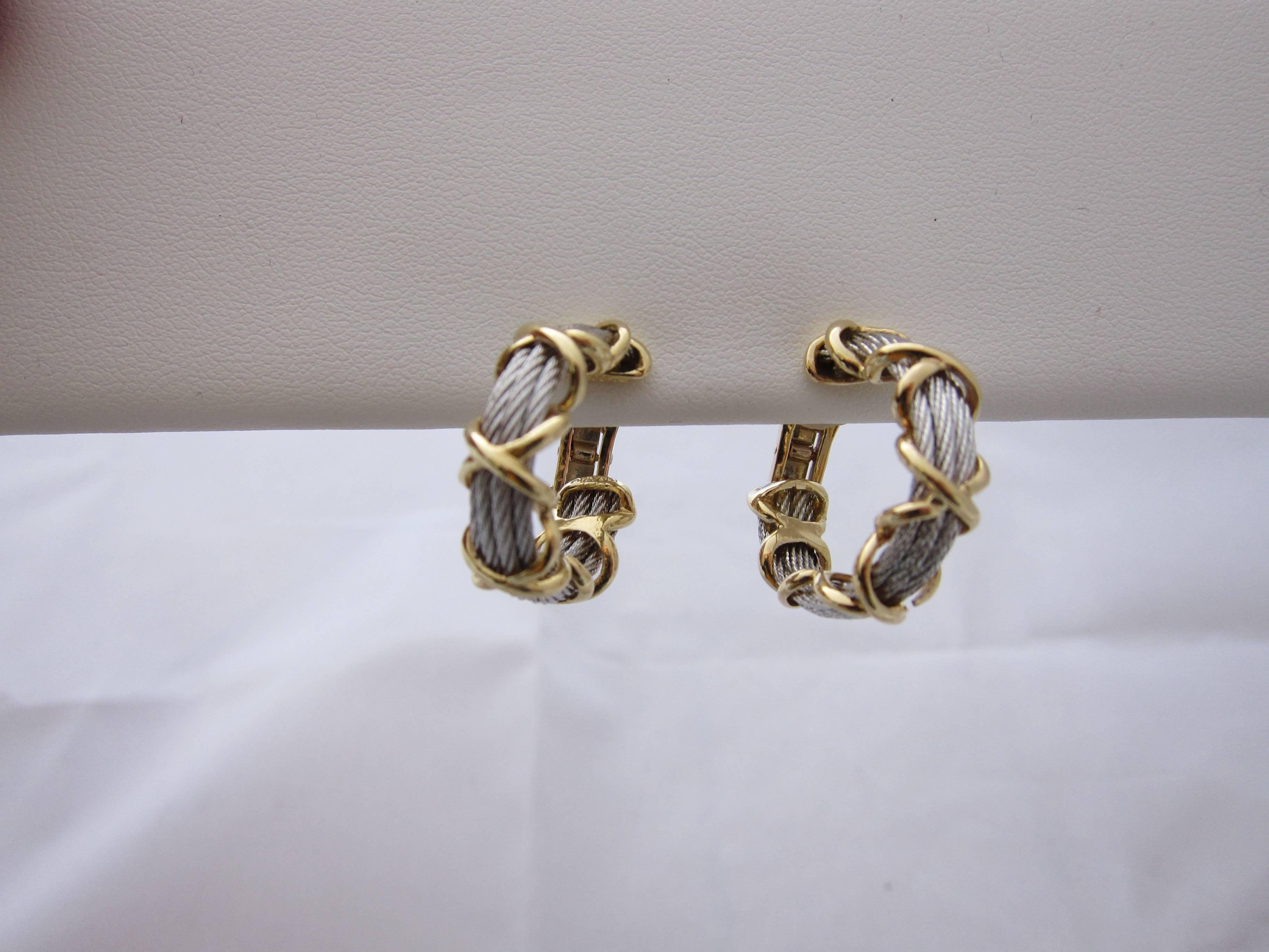 Women's or Men's Fred Force 10 Steel and Gold Earrings