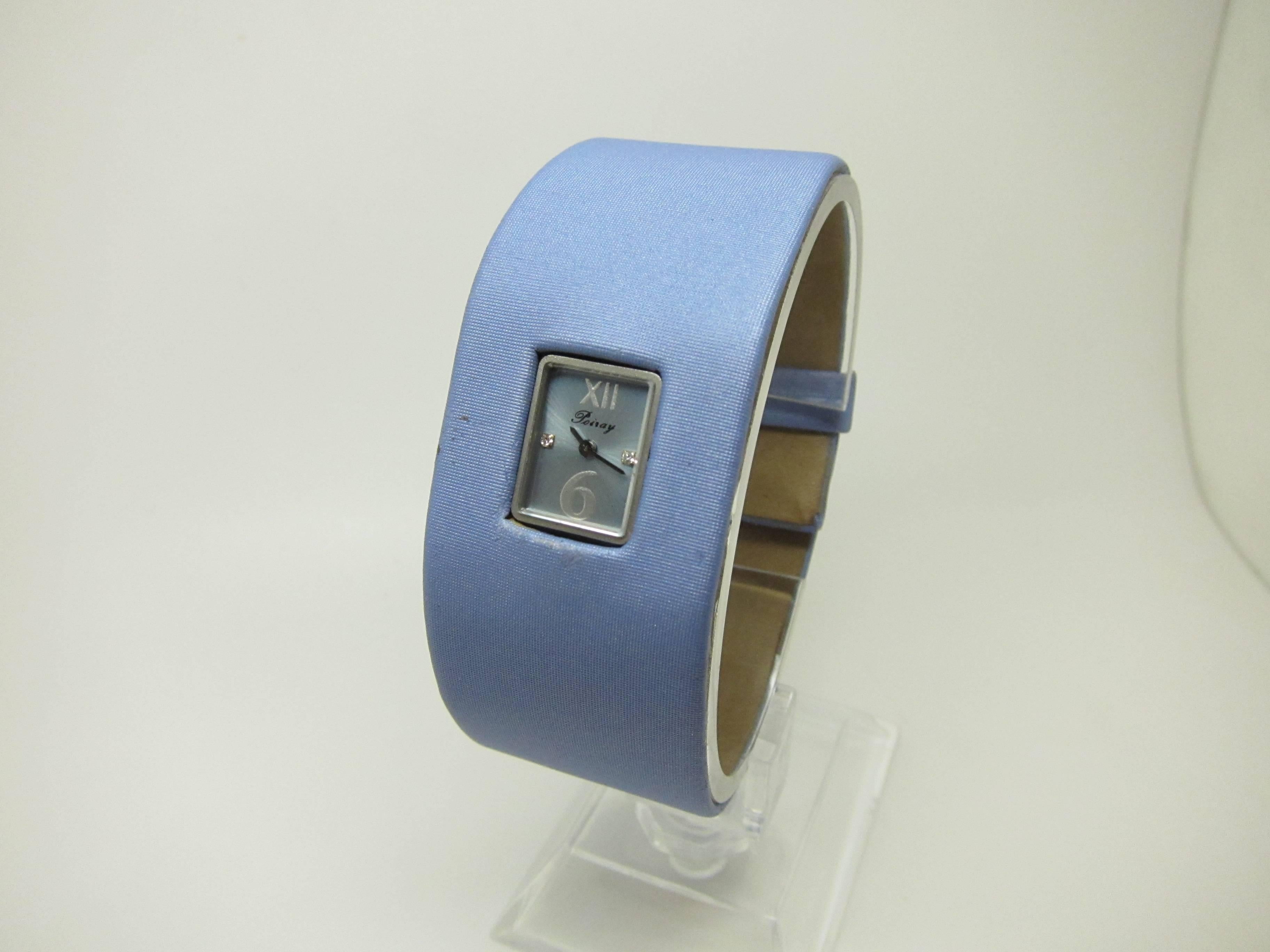 Relaly ncie vintage Pouiray watch with blue leather and silk strap.

Vintage limited edition watch.

Good working condition.

Strap with some minor signs of use. 