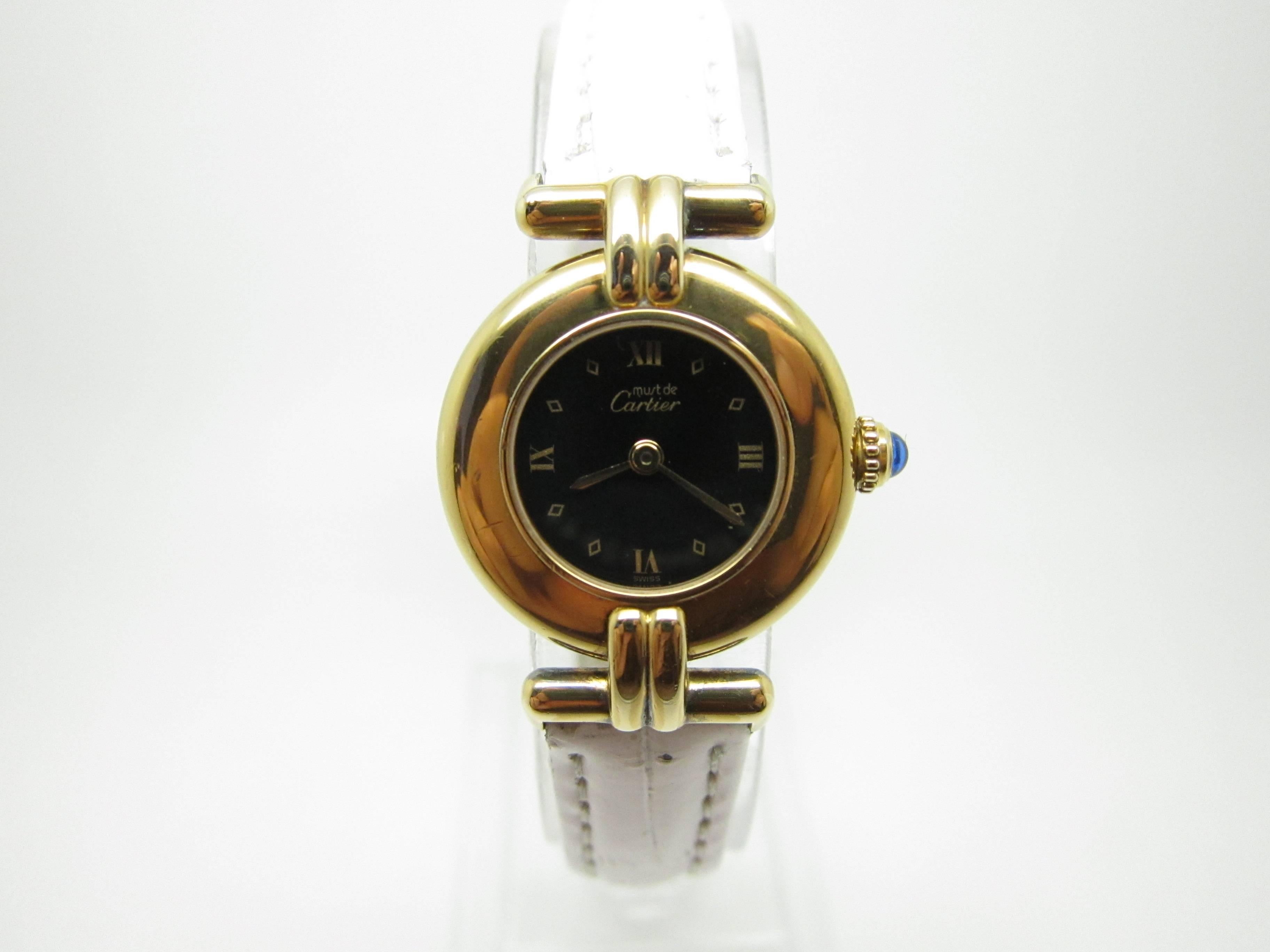 Cartier Ladies Must de Cartier Rivoli Gold Plated Wristwatch In Fair Condition In Paris, FR