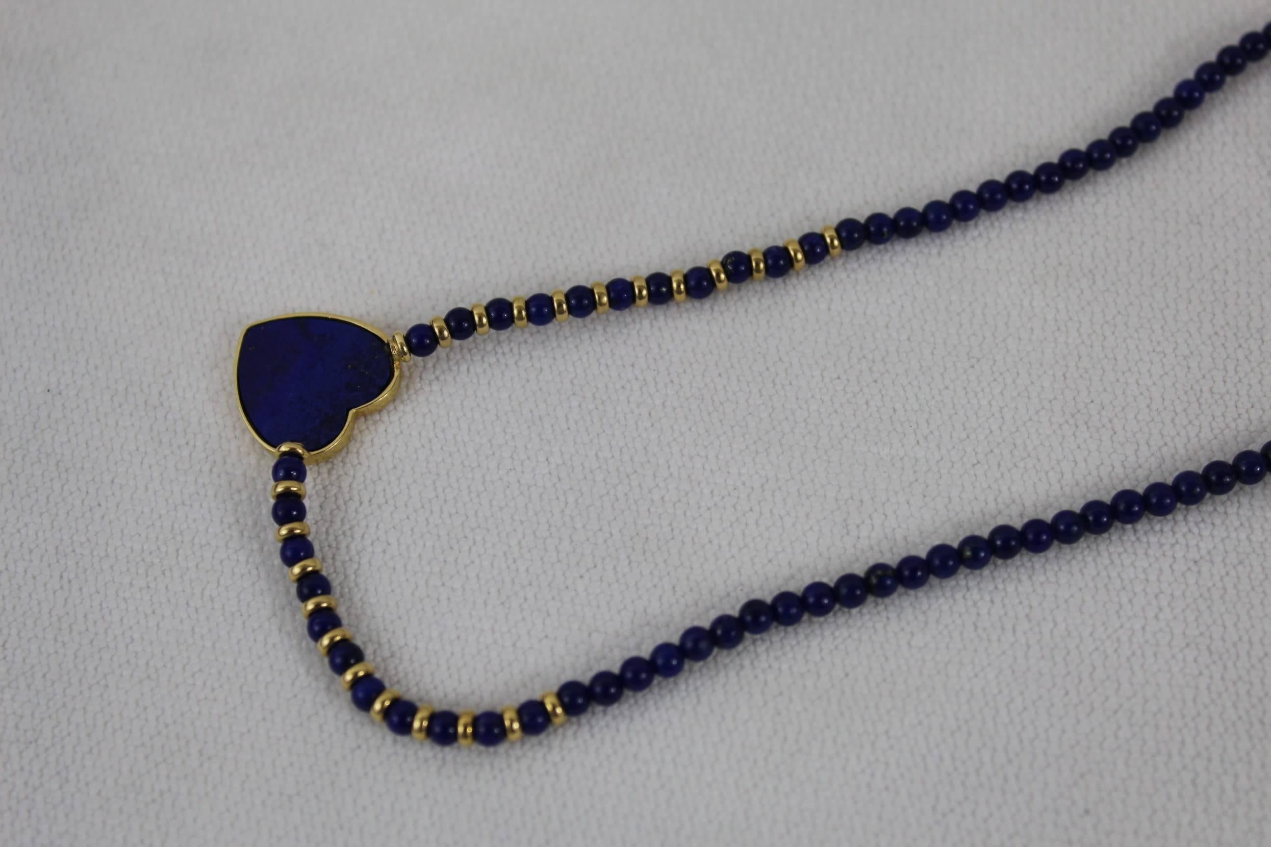 Cartier Rare Nice Lapis Lazuli Gold Heart Love Necklace 2