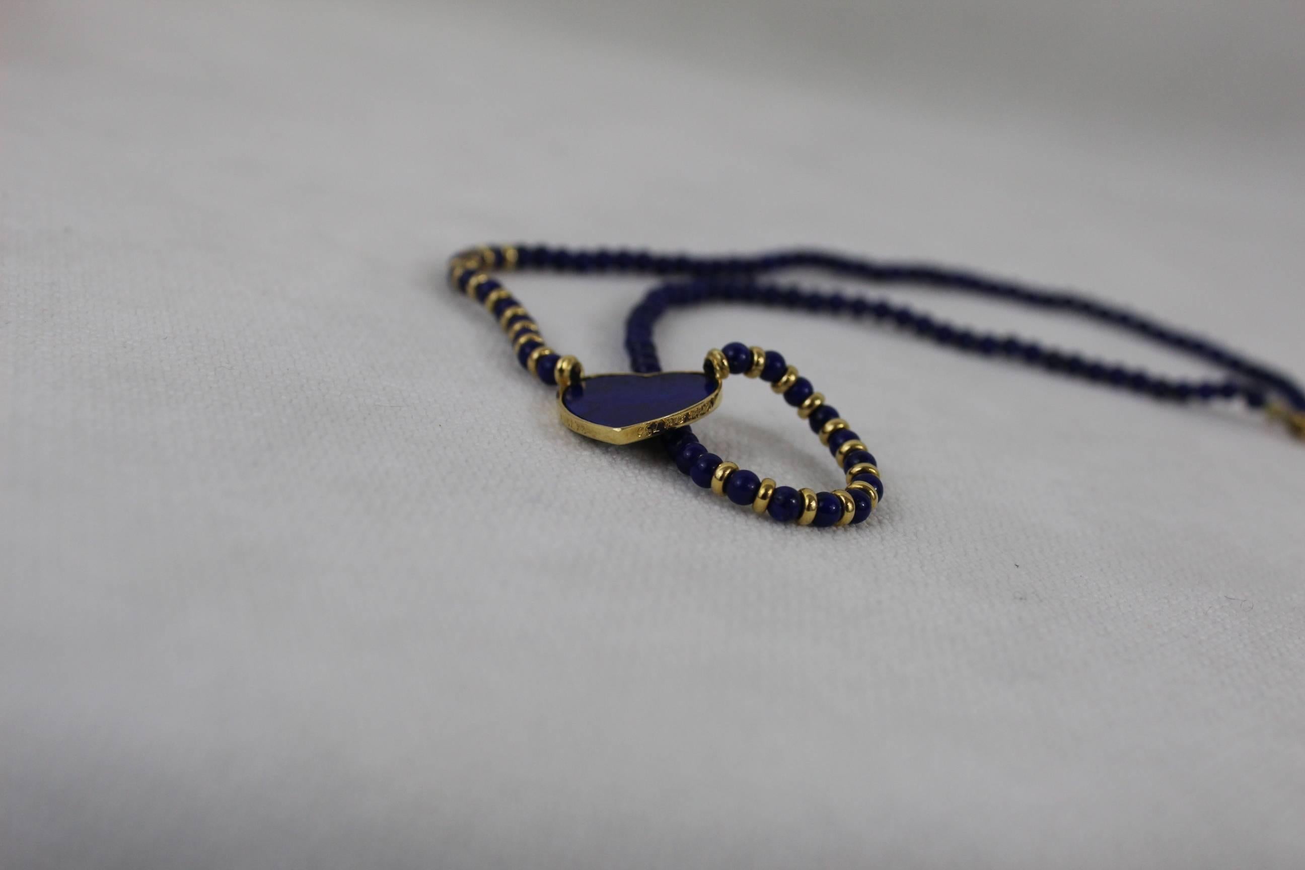 Cartier Rare Nice Lapis Lazuli Gold Heart Love Necklace 1