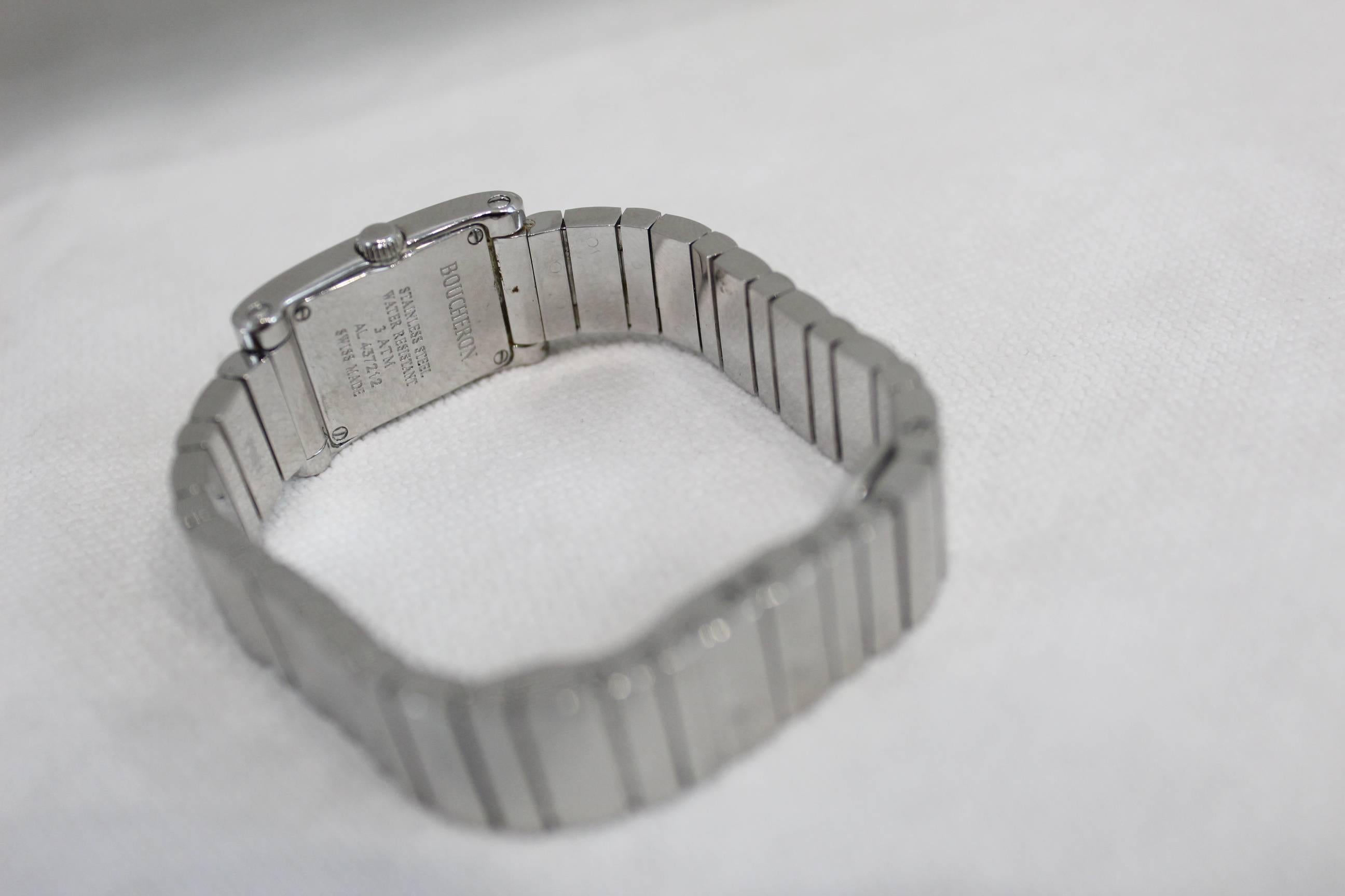 Nice Stainless stell Boucheron Reflet Icare quartz watch ofr women.

Maximun wirst size 8