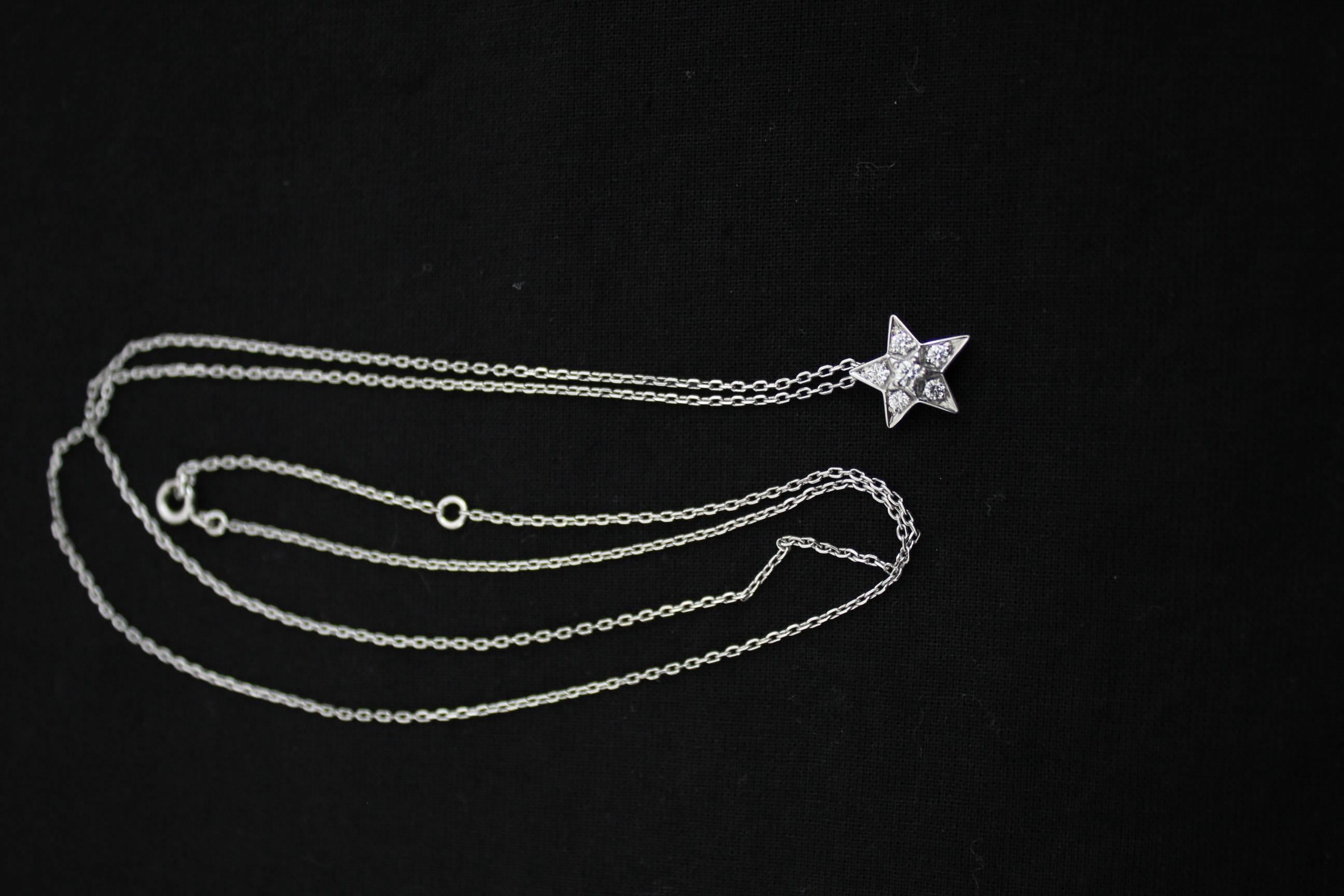 Women's Gorgeous Chanel Jewelry White Gold and Diamonds Comete Star Necklace