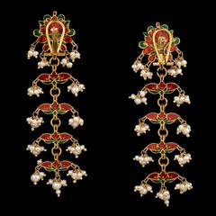 Antique Indian Natural Pearl Diamond Gold Earrings