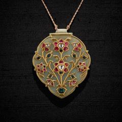 Indian Pendant Jade and Precious Gems In Gold