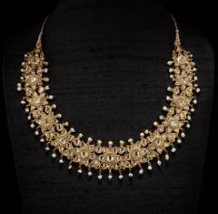 Pearls Diamonds Gold Indian Necklace