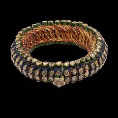 Antique Indian Enamel Diamond Gold Bracelet