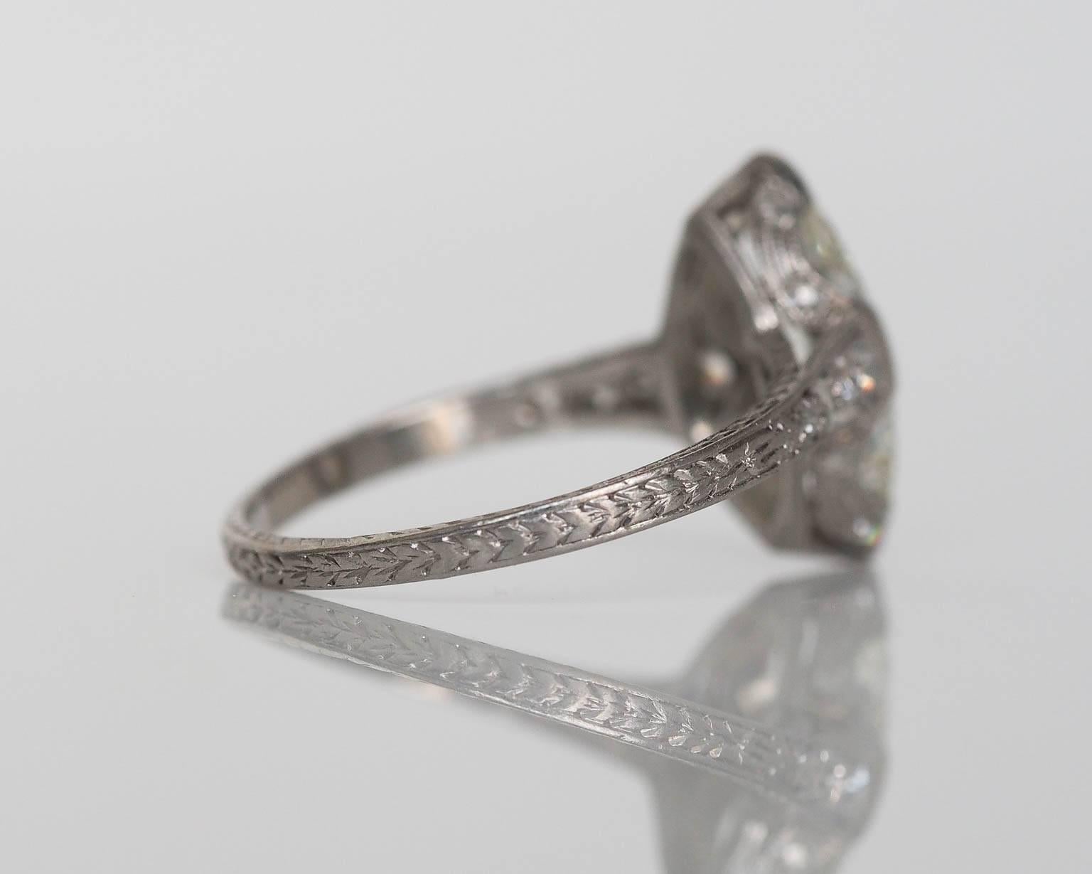 1910s Edwardian GIA Certified 1.55 Carat Diamond Platinum Engagement Ring In Excellent Condition In Atlanta, GA