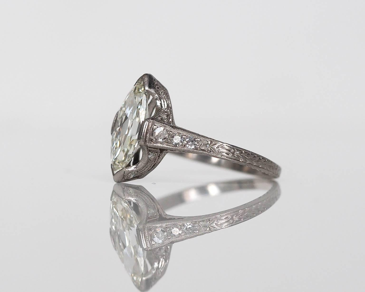 1910s Edwardian GIA Certified 1.55 Carat Diamond Platinum Engagement Ring 3