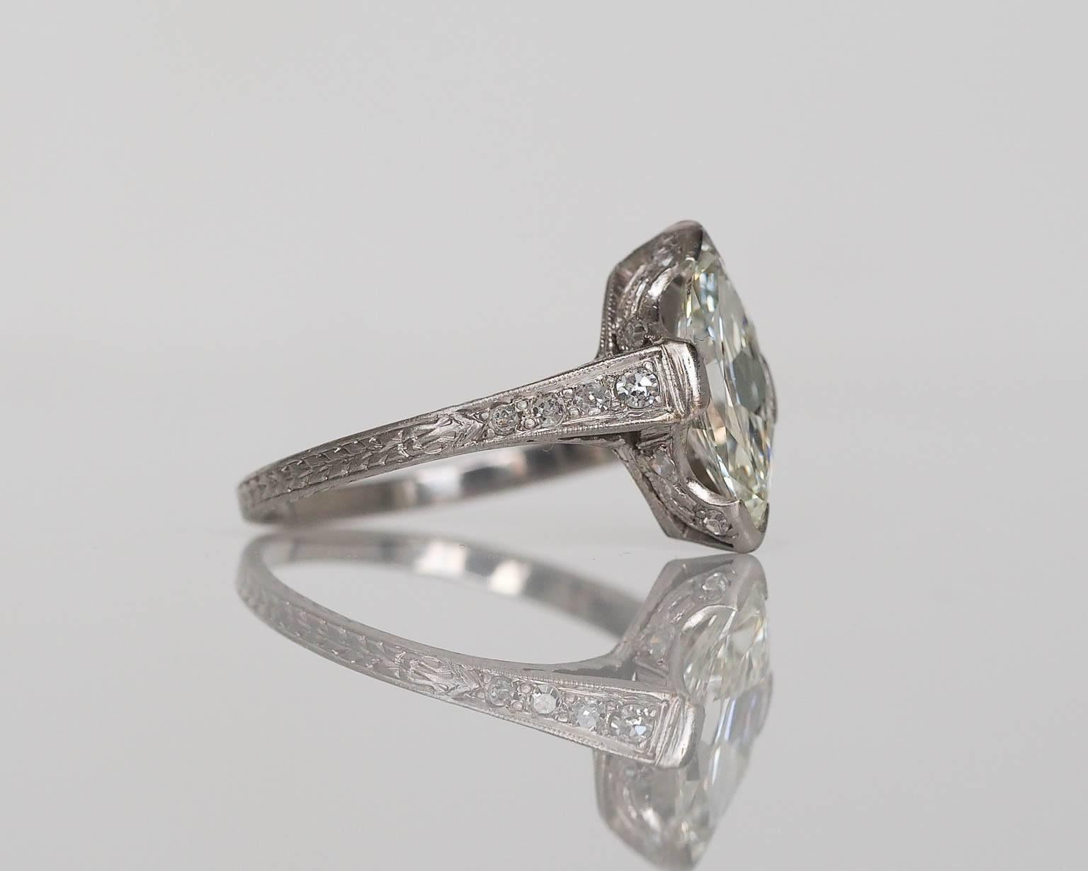 Women's 1910s Edwardian GIA Certified 1.55 Carat Diamond Platinum Engagement Ring