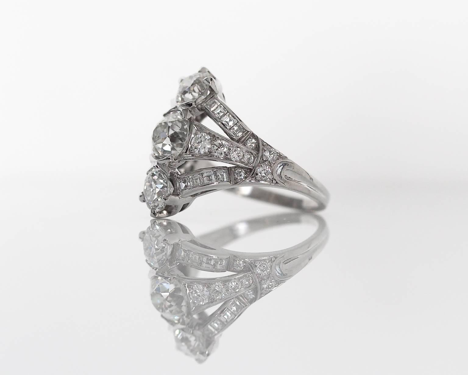 Women's 1920s Tiffany & Co. Art Deco Diamond Platinum Engagement Ring 