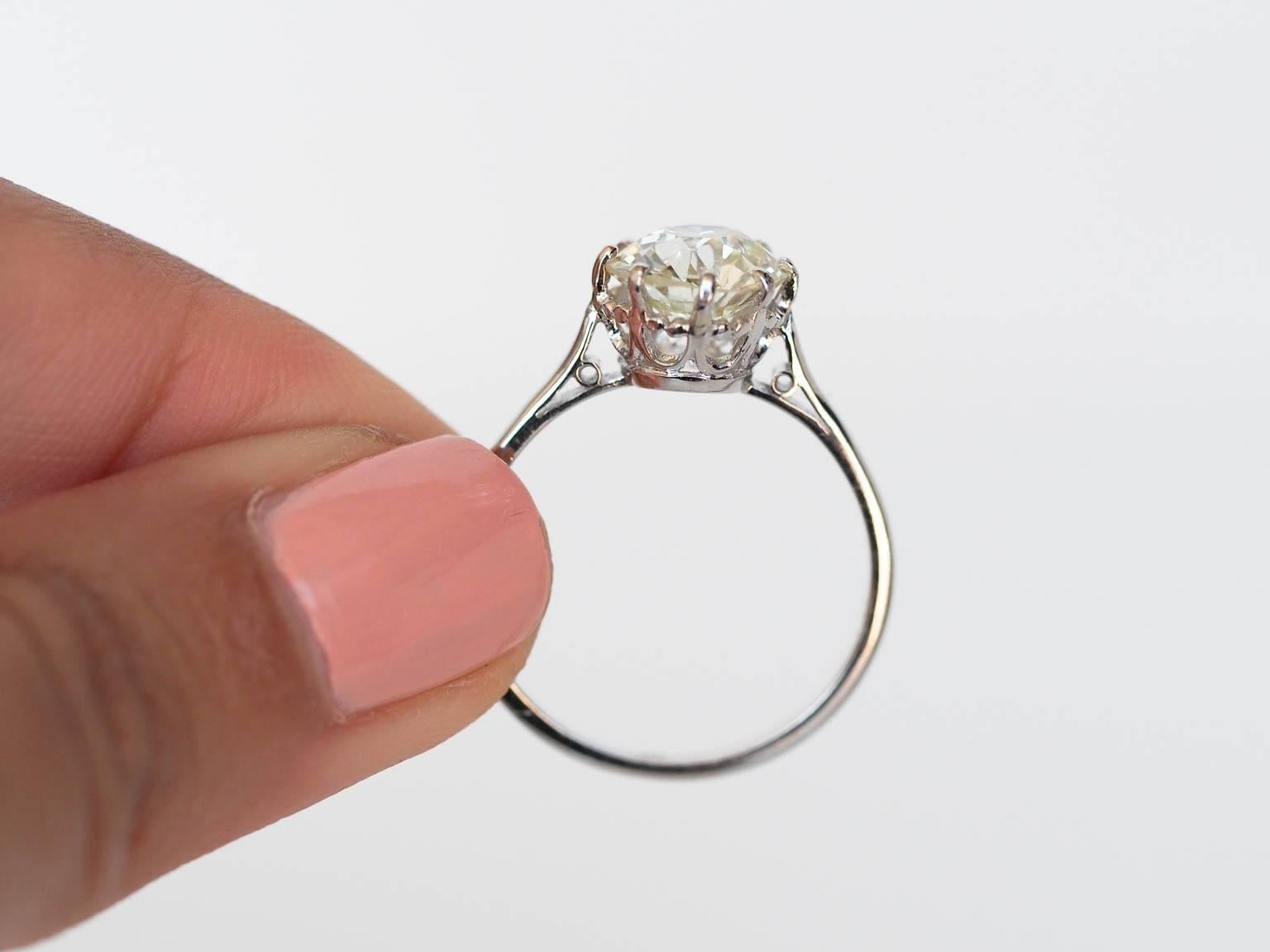 Art Deco 1920s 1.99 Carat GIA Cert Old European Cut Diamond Engagement Ring
