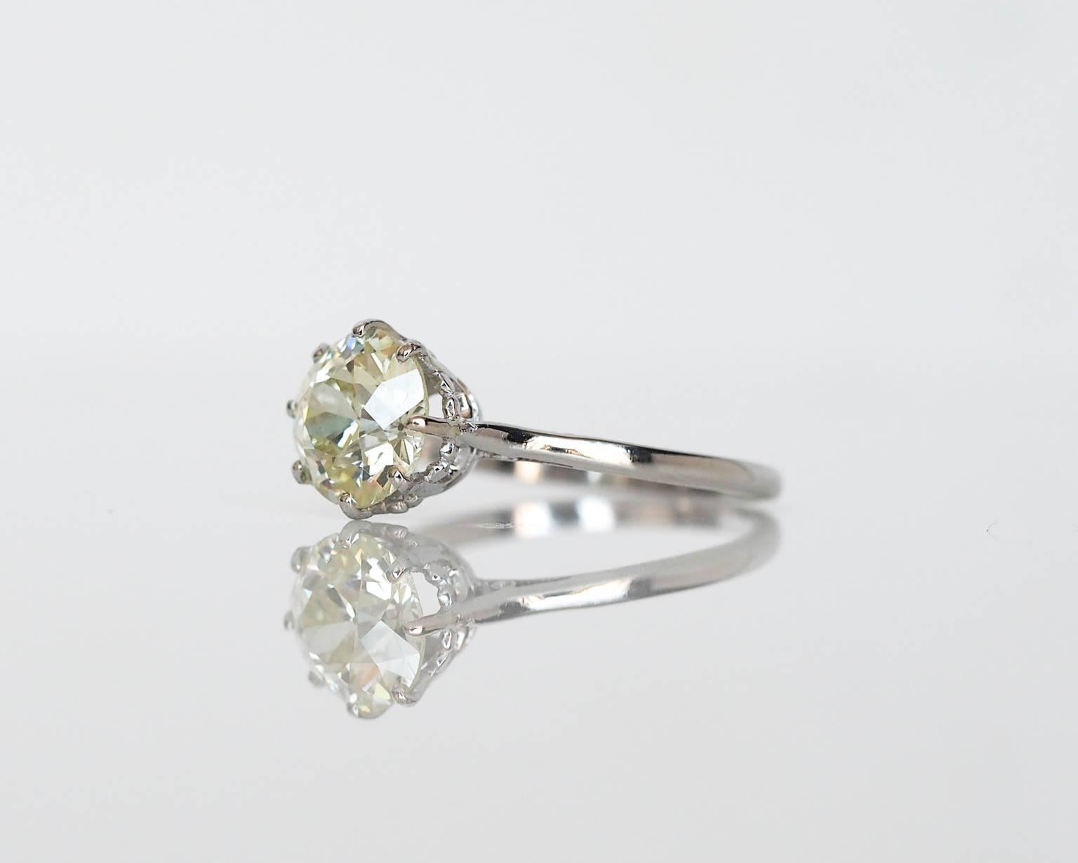 1920s 1.99 Carat GIA Cert Old European Cut Diamond Engagement Ring 2