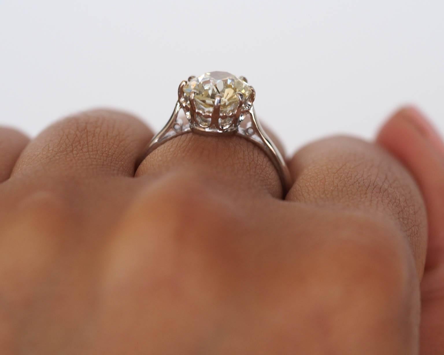 1920s 1.99 Carat GIA Cert Old European Cut Diamond Engagement Ring 1