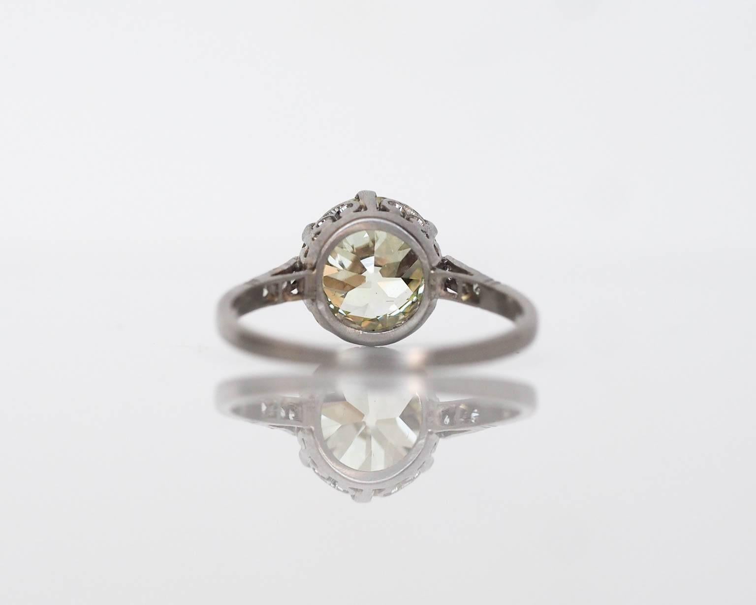 Edwardian 2.94 Carat GIA Cert Old European Diamond Platinum Engagement Ring  3