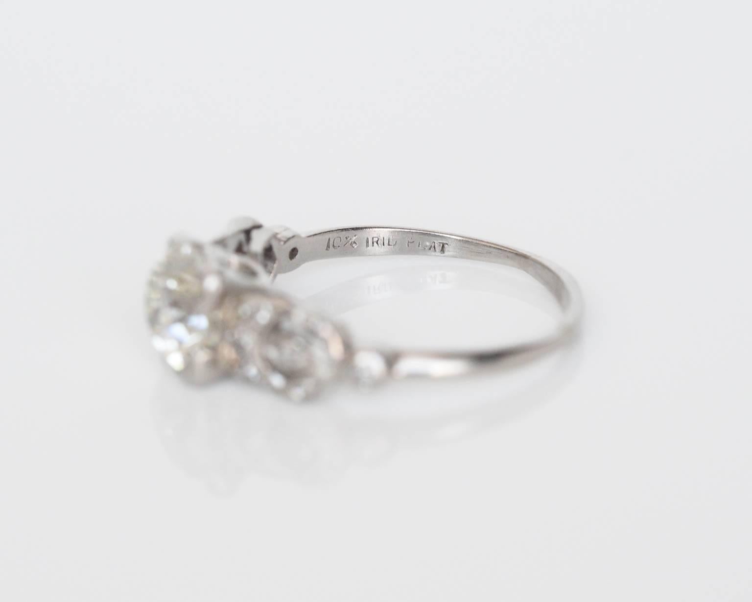 GIA Edwardian 1.60 Carat Old Miner Cushion Diamond Platinum Engagement Ring 2