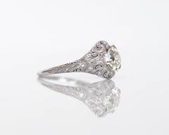 Circa 1920 1.74 Carat Old European Cut Diamond Platinum Engagement Ring