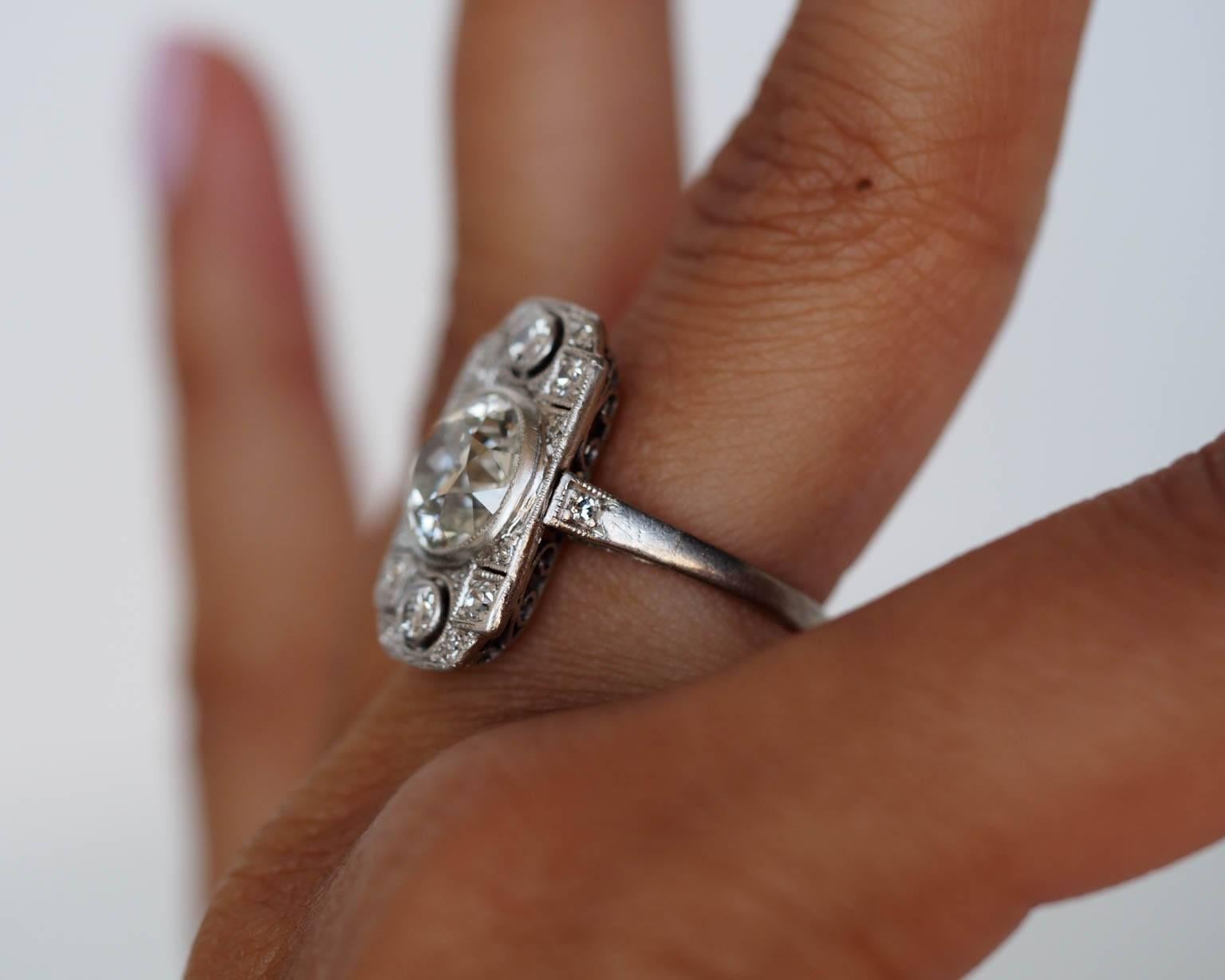 1920s Art Deco GIA Cert 1.95 Carat Old European Diamond Platinum Engagement Ring 4