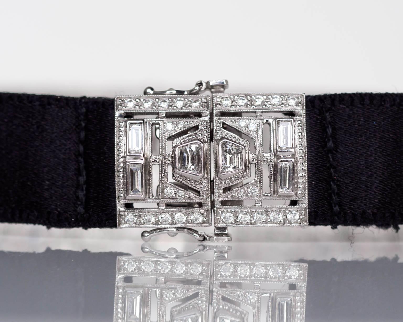 Collier ras du cou « Great Gatsby » Art déco des années 1930 en platine et diamants de 37 carats en vente 3