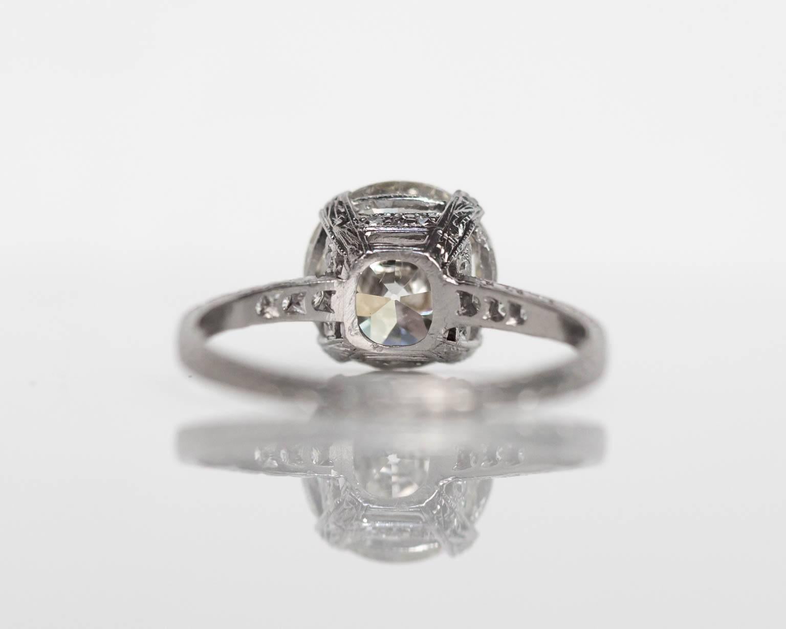 Old European Cut 1910s Edwardian GIA certified 3.44 Carat Old European Diamond Platinum Ring