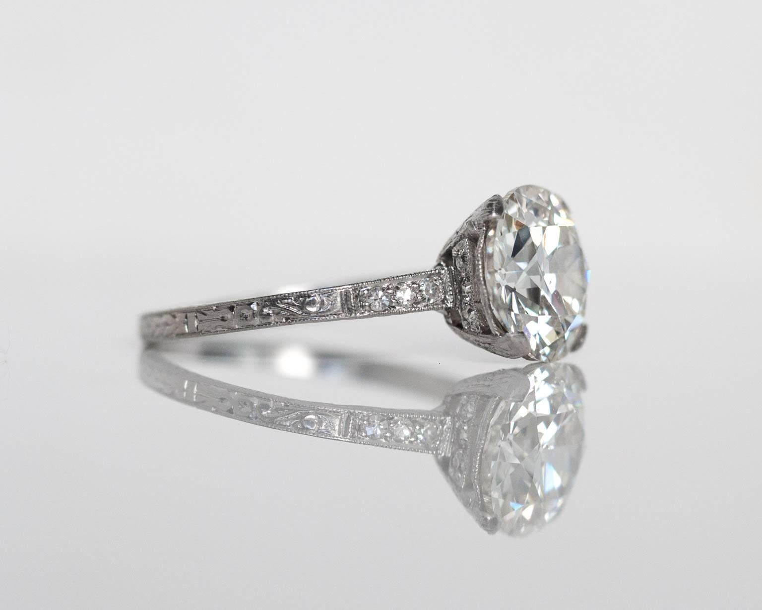 1910s Edwardian GIA certified 3.44 Carat Old European Diamond Platinum Ring 1