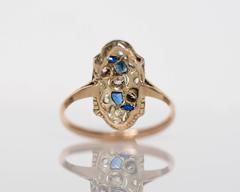 1930s Art Deco Sapphire Diamond Two Color Gold Ring