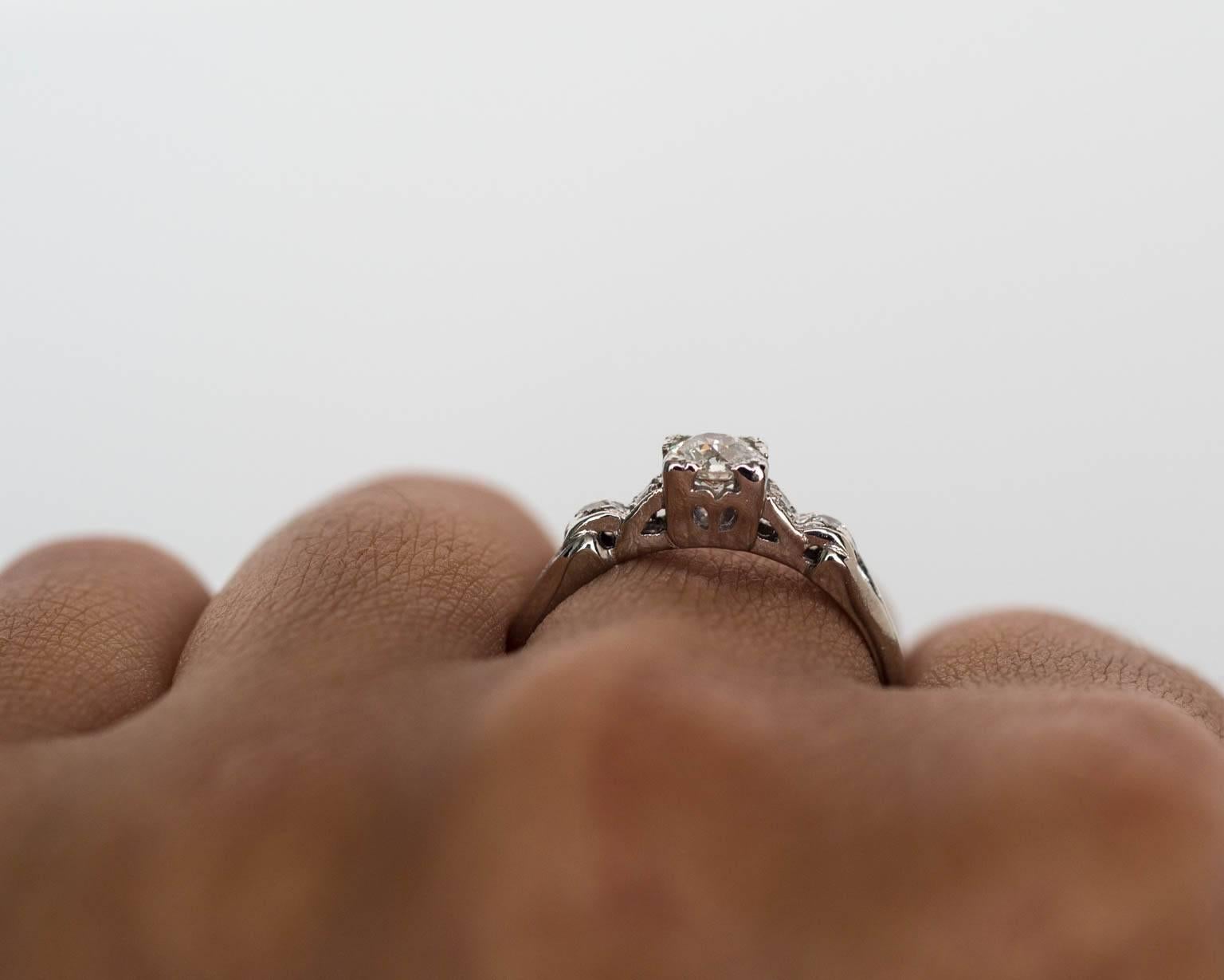 1920s Art Deco GIA Certified .31 Carat Diamond Platinum Engagement Ring 1