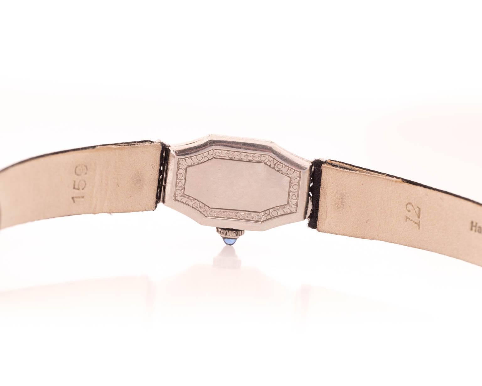 Art Deco Ladies Platinum Diamond Sapphire Wristwatch 4
