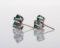 1910s Art Deco Antique Diamond 14 Karat White Gold "Clover" Earrings