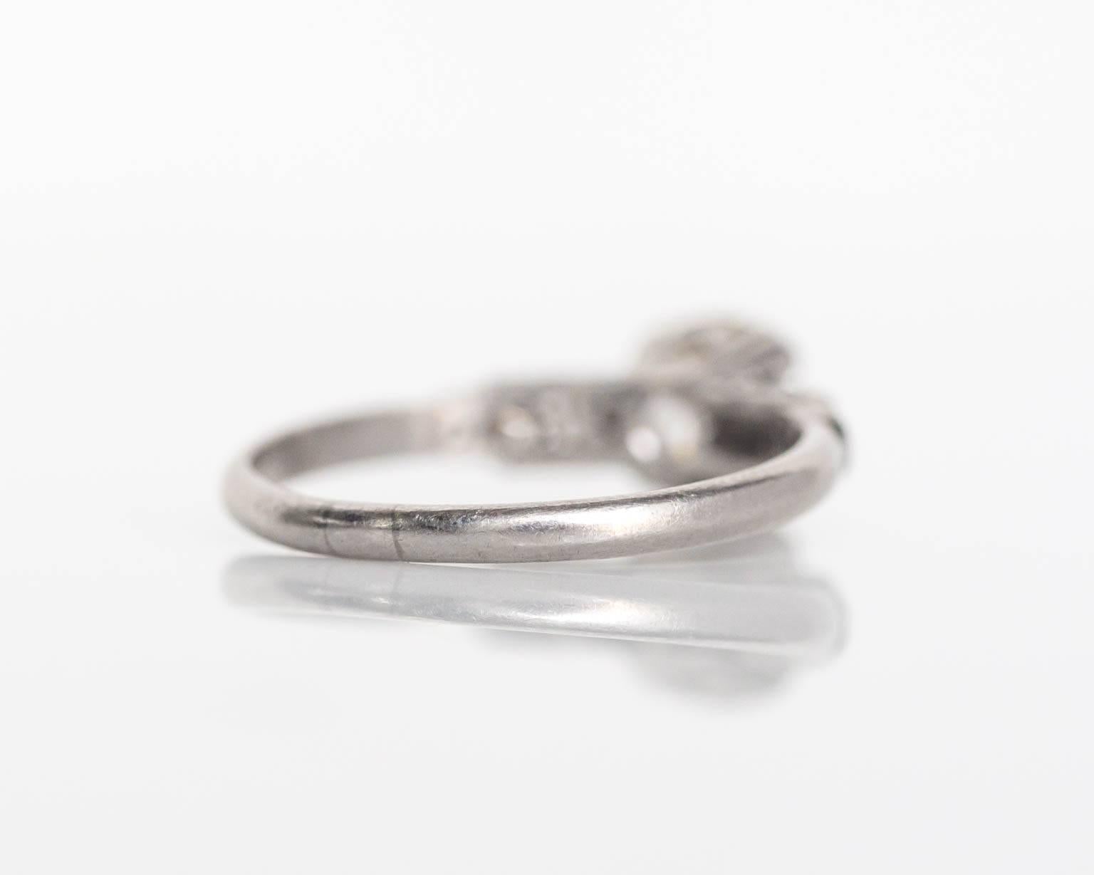 Women's 1920s Art Deco Platinum .96 carat Old European Diamond Ring 