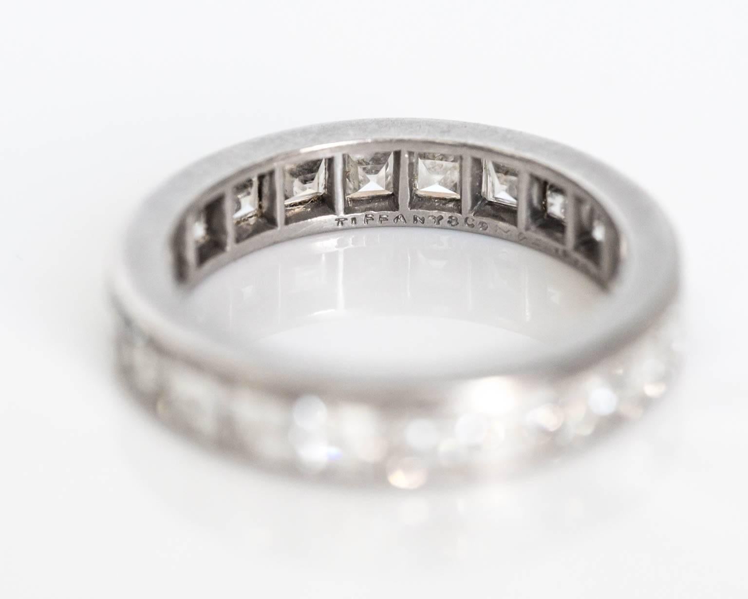 Art Deco 1920 Tiffany & Co. Wedding Band with 3.50 carat, total weight Carre Cut Diamonds