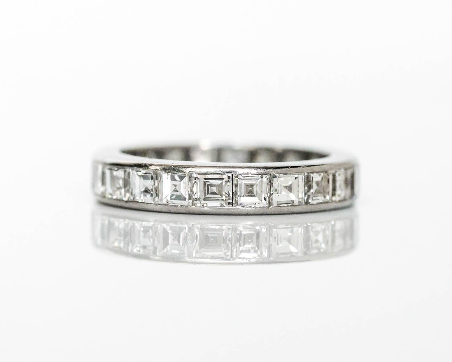 1920 Tiffany & Co. Wedding Band with 3.50 carat, total weight Carre Cut Diamonds