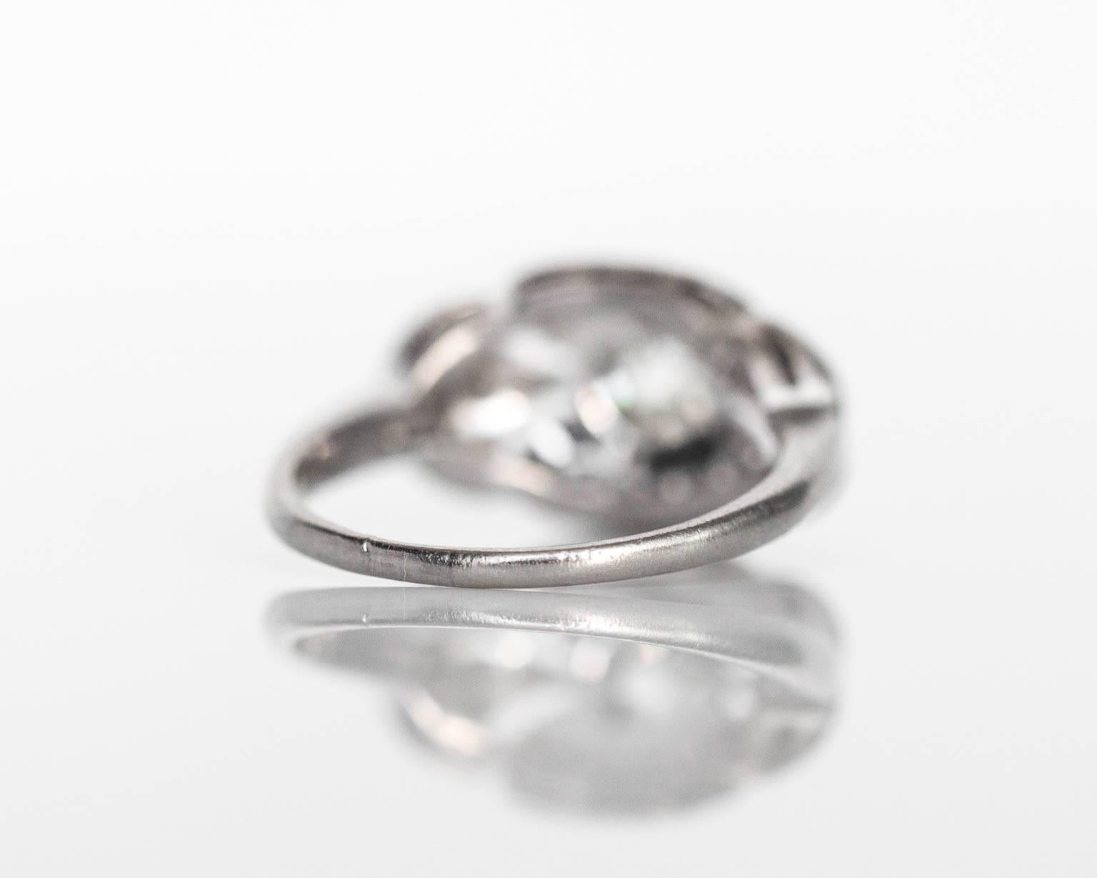 Women's 1910s Art Deco GIA Certified .60 carat Diamond Platinum Engagement Ring