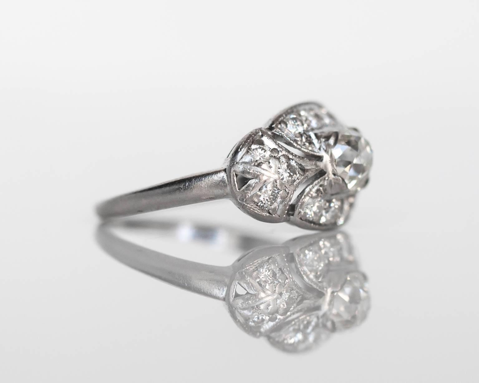 Cushion Cut 1910s Art Deco GIA Certified .60 carat Diamond Platinum Engagement Ring
