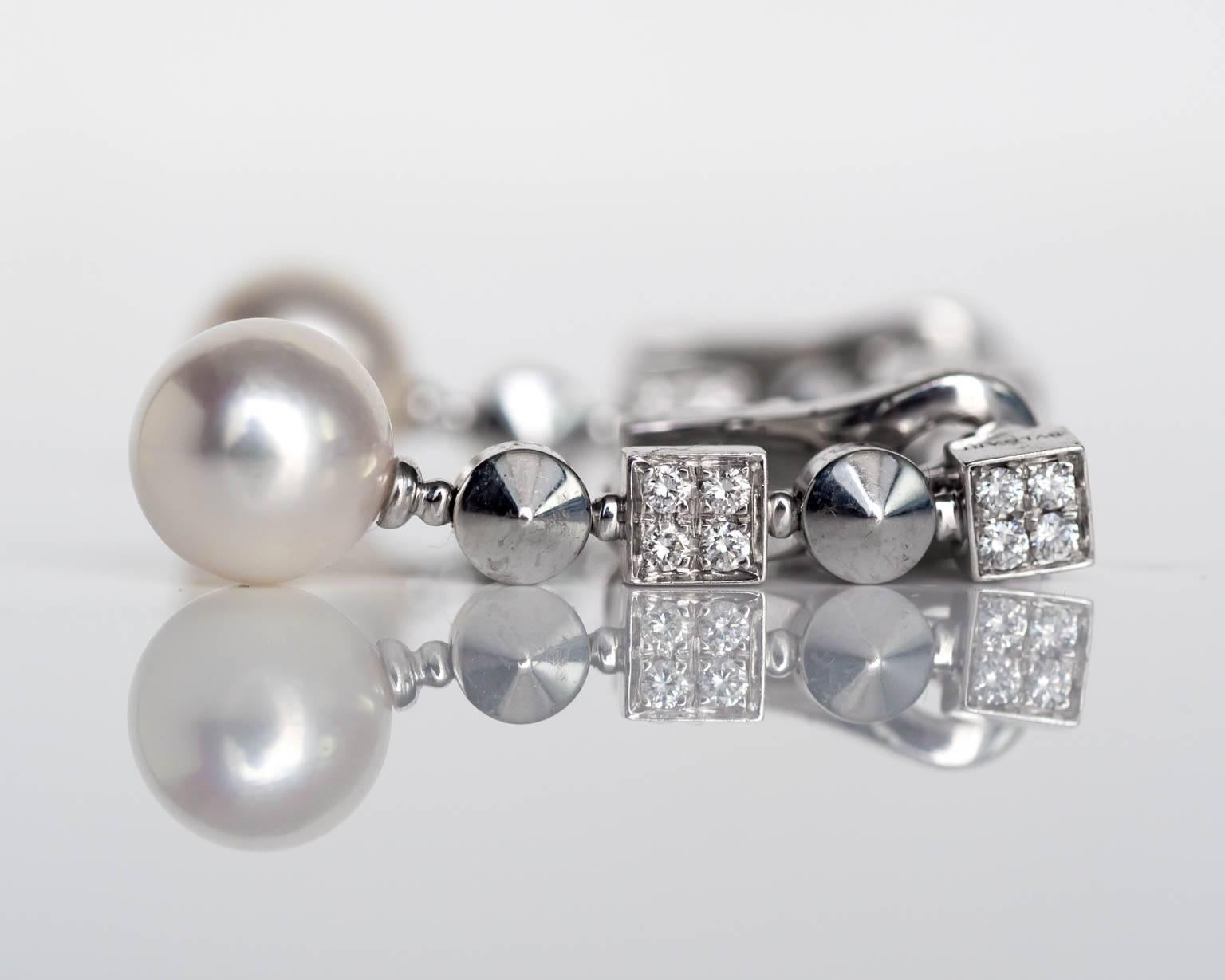 Women's Bulgari Lucea Pearl Diamond Gold Earrings