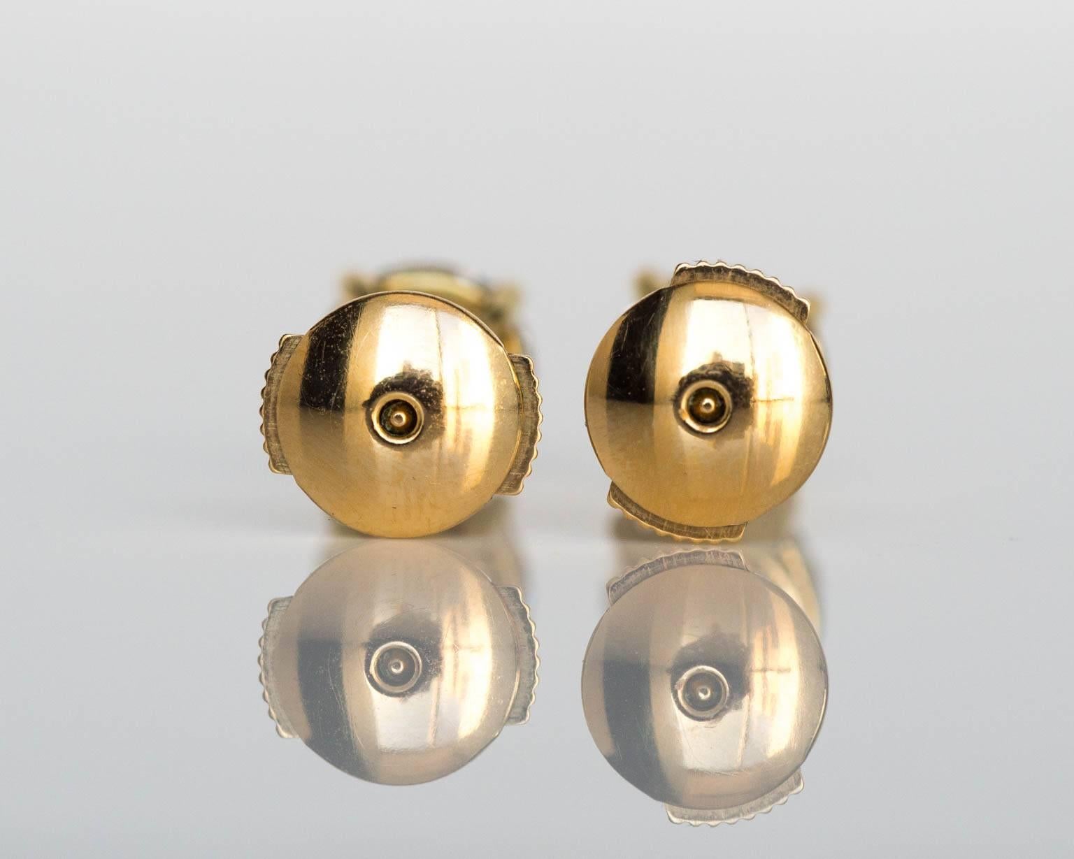 2010 18K Yellow Gold Cartier Diamond Solitaire Earrings 1