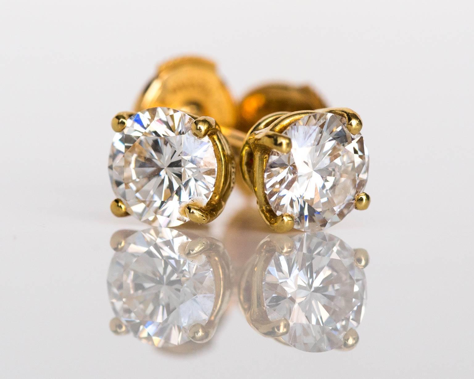 Item Details: 
Metal Type: 18K Yellow Gold 
Weight: 2.7 grams, total weight

Diamond Details:
Shape: Round
Carat Weight: 1.00ct, each stone
Color: F
Clarity: VS1

Approximate Retail: $45,000